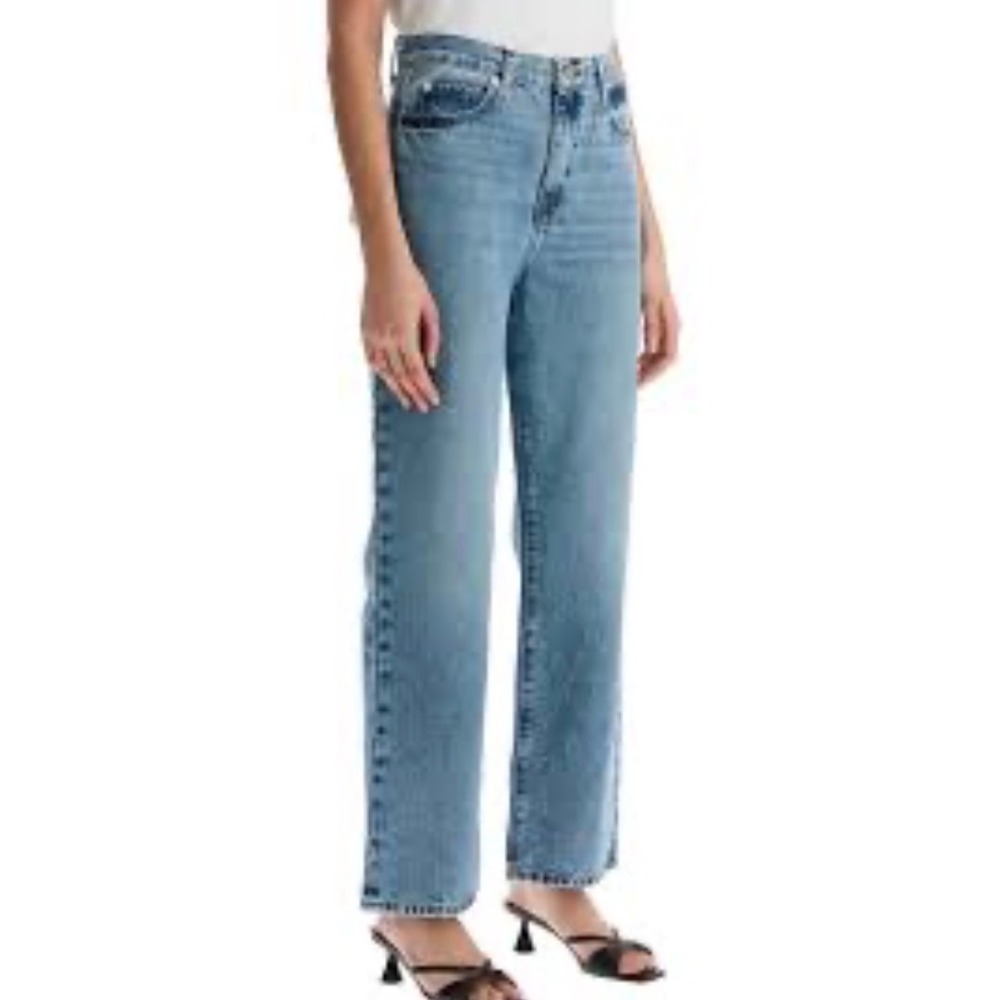 FRAME Le Jane High Rise Straight Leg Jeans Light Blue Wash Denim 30